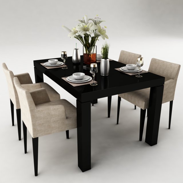 dining table set 50 Modèle 3D .c4d .max .obj .3ds .fbx .stl .blend 