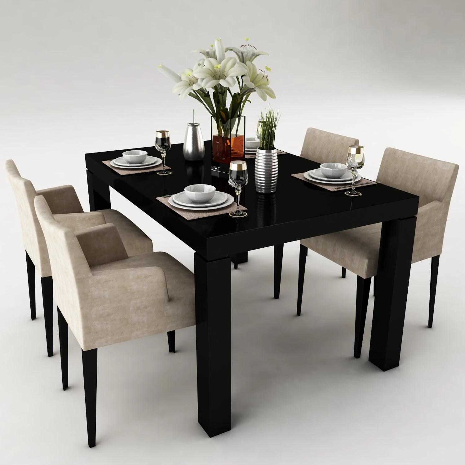dining table set 50 3D Model .c4d .max .obj .3ds .fbx .stl .blend 
