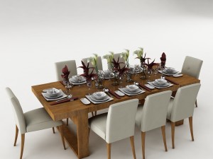 dining table set 51 Modello 3D