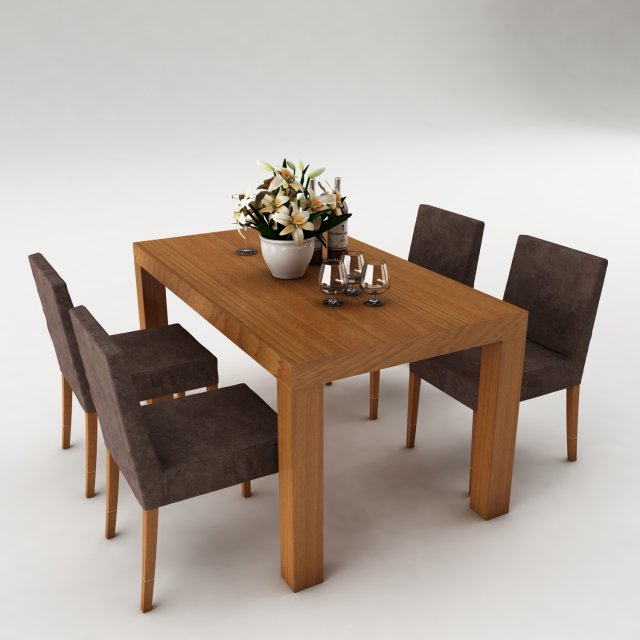dining table set 52 3Dモデル .c4d .max .obj .3ds .fbx .stl .blend 