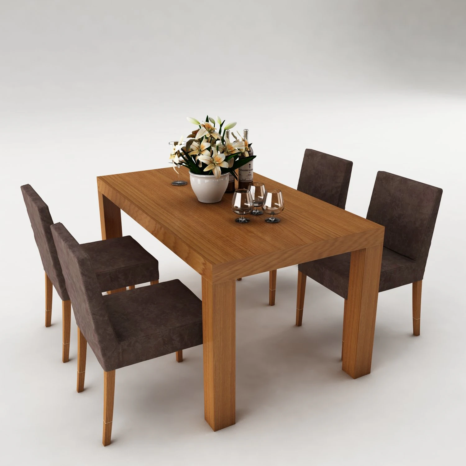 dining table set 52 3D Model .c4d .max .obj .3ds .fbx .stl .blend 