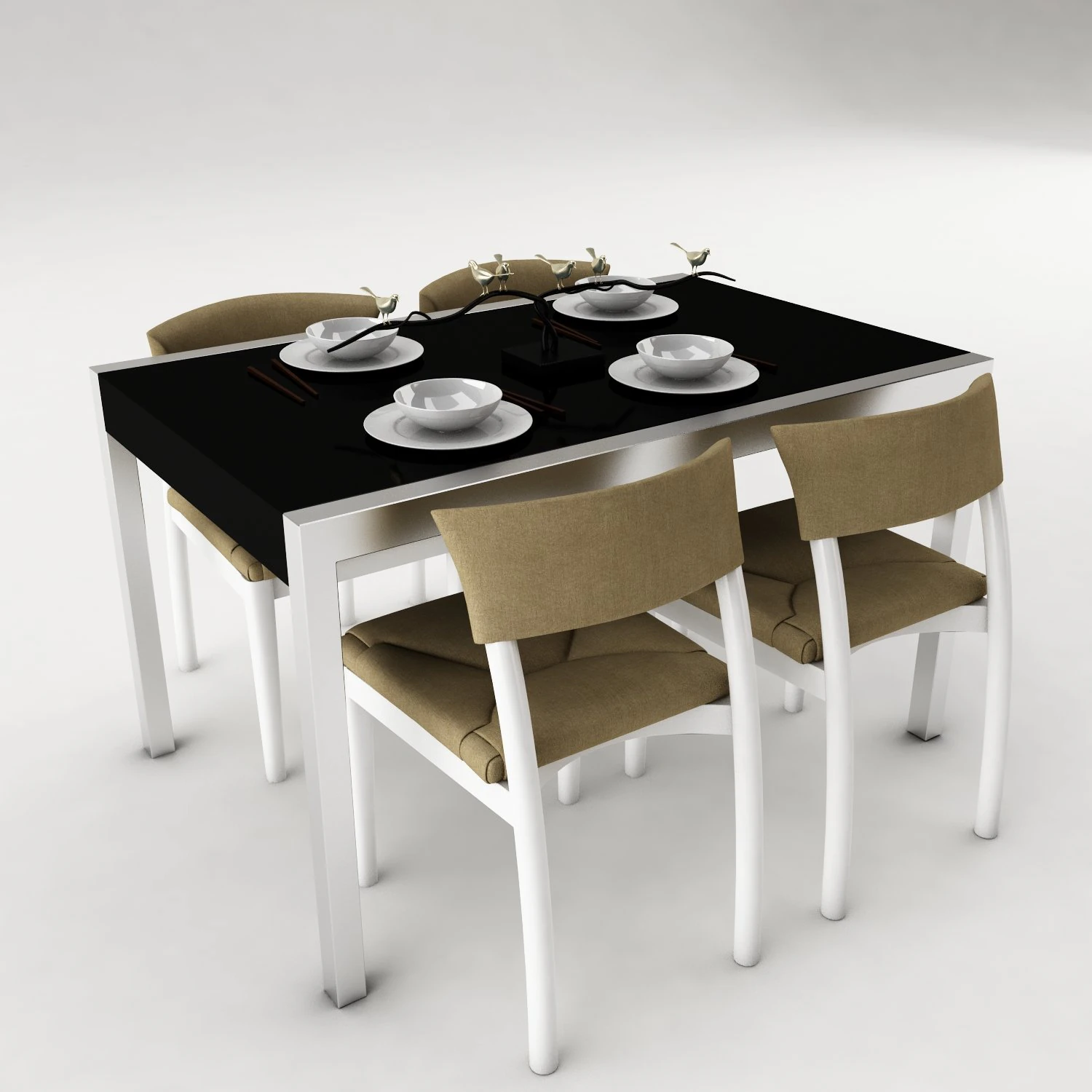 dining table set 55 3D Model .c4d .max .obj .3ds .fbx .stl .blend 
