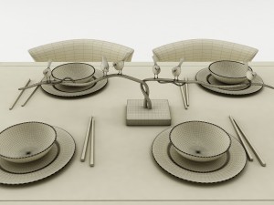 dining table set 55 Modelo 3D