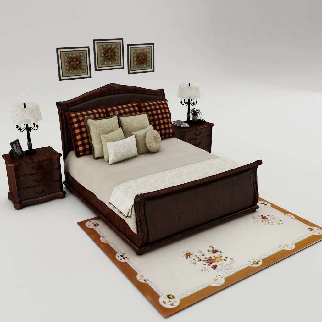 bedroom set 006 3D Model .c4d .max .obj .3ds .fbx .stl .blend 