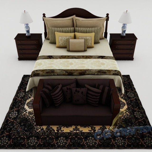 bedroom set 014 3D मॉडल .c4d .max .obj .3ds .fbx .stl .blend 