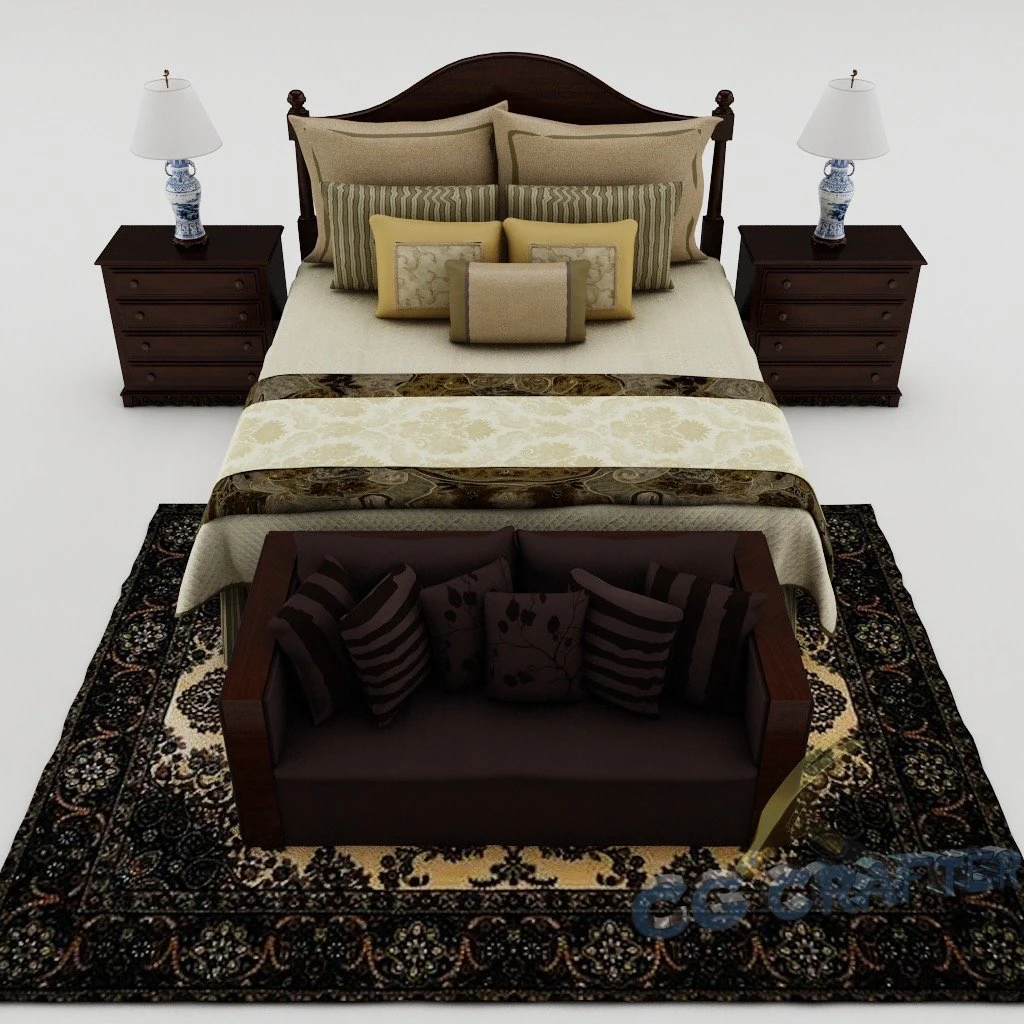 bedroom set 014 3D Model .c4d .max .obj .3ds .fbx .stl .blend