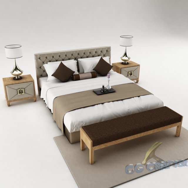 bedroom set 017 3D 모델 .c4d .max .obj .3ds .fbx .stl .blend 