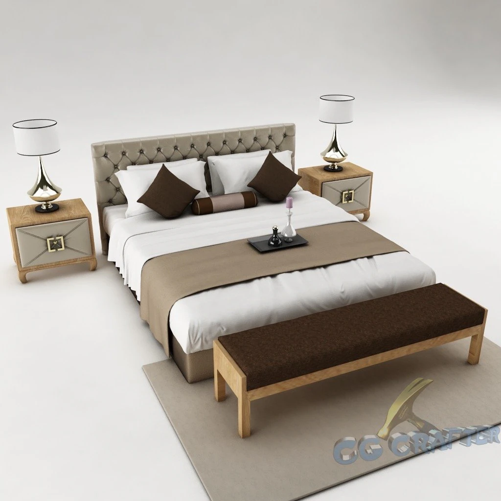 bedroom set 017 3D Model .c4d .max .obj .3ds .fbx .stl .blend 