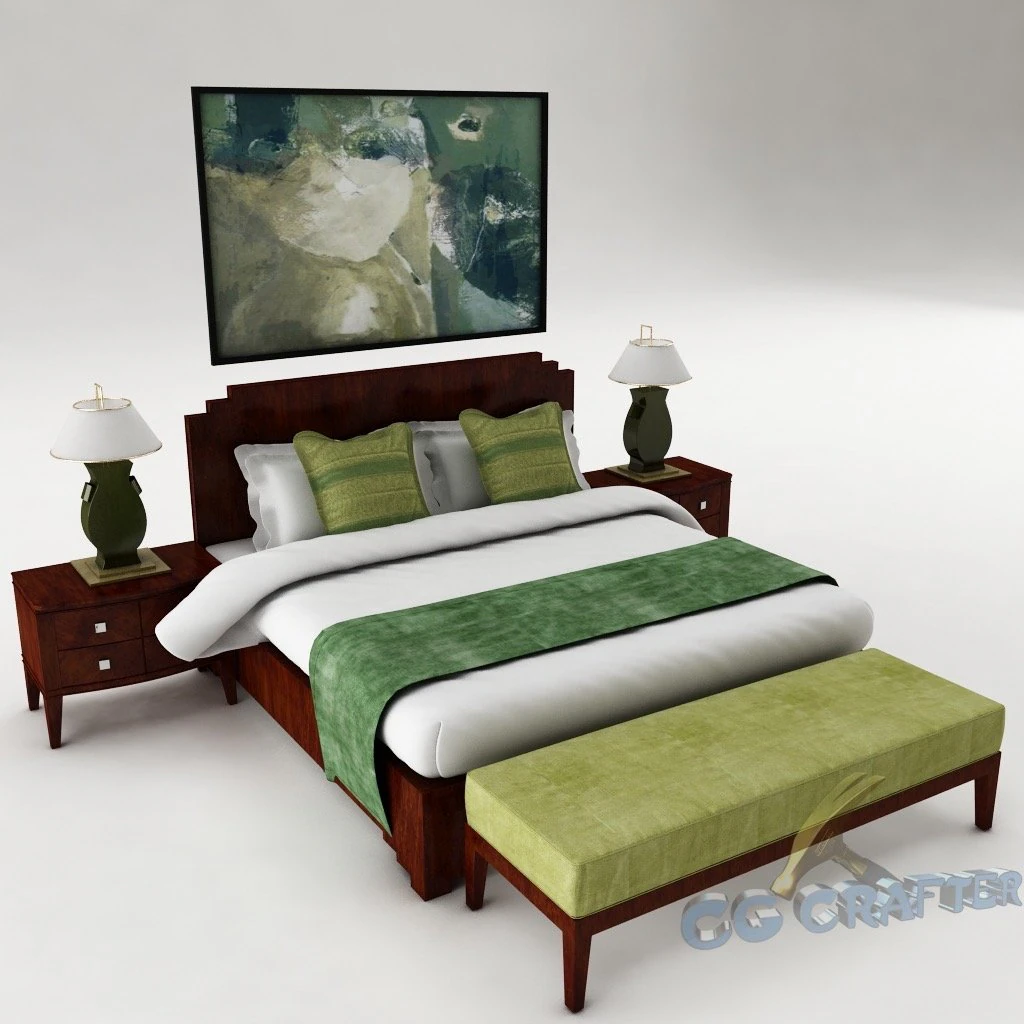 bedroom set 020 3D Model .c4d .max .obj .3ds .fbx .stl .blend 