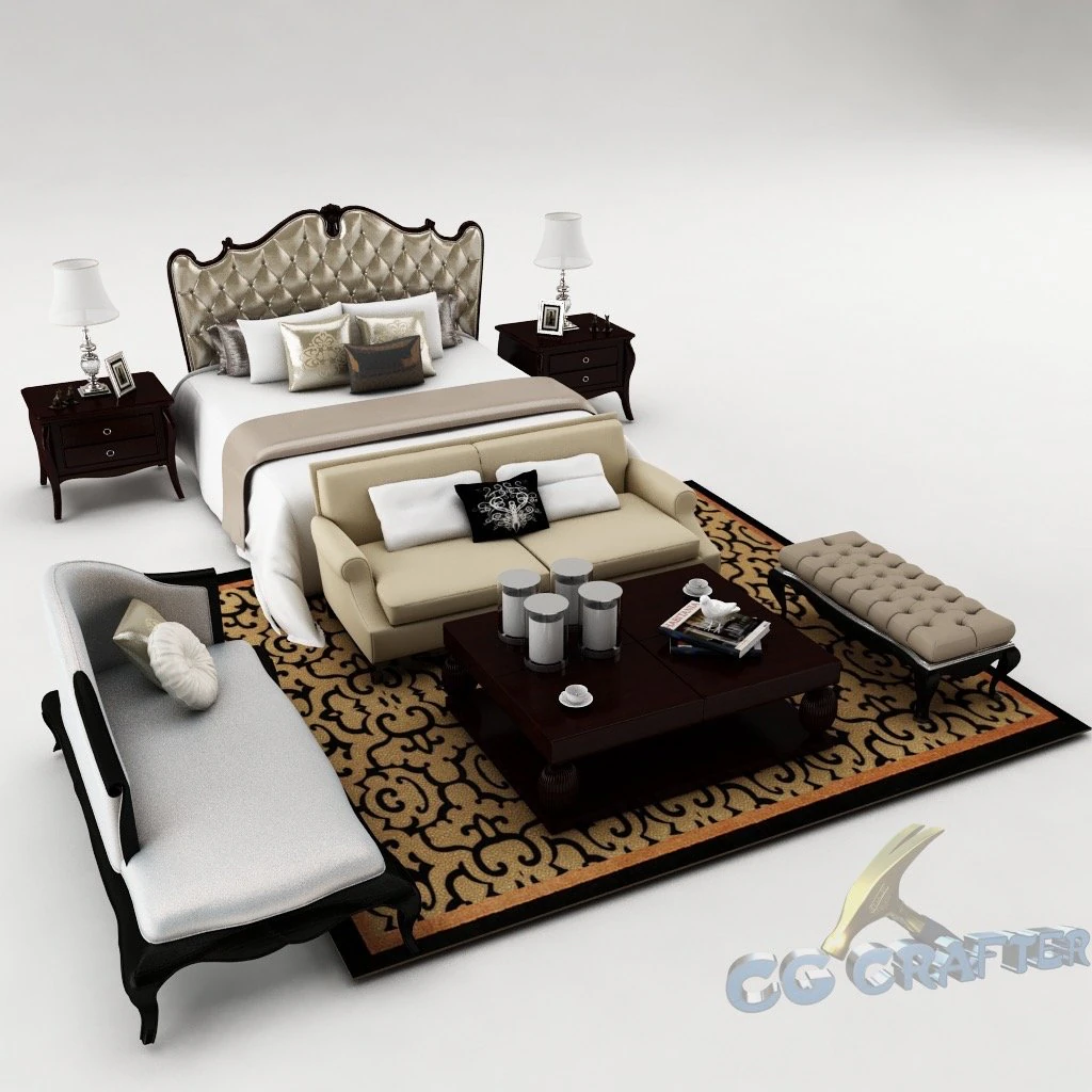 Schlafzimmerset 021 3D Modell .c4d .max .obj .3ds .fbx .stl .blend