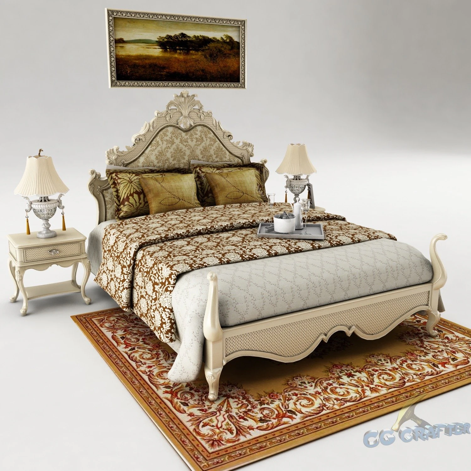 bedroom set 025 3D Model .c4d .max .obj .3ds .fbx .stl .blend 