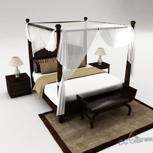 bedroom set 027 Model 3D .c4d .max .obj .3ds .fbx .stl .blend 