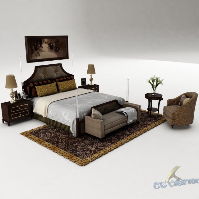 bedroom set 028 3D Model .c4d .max .obj .3ds .fbx .stl .blend 