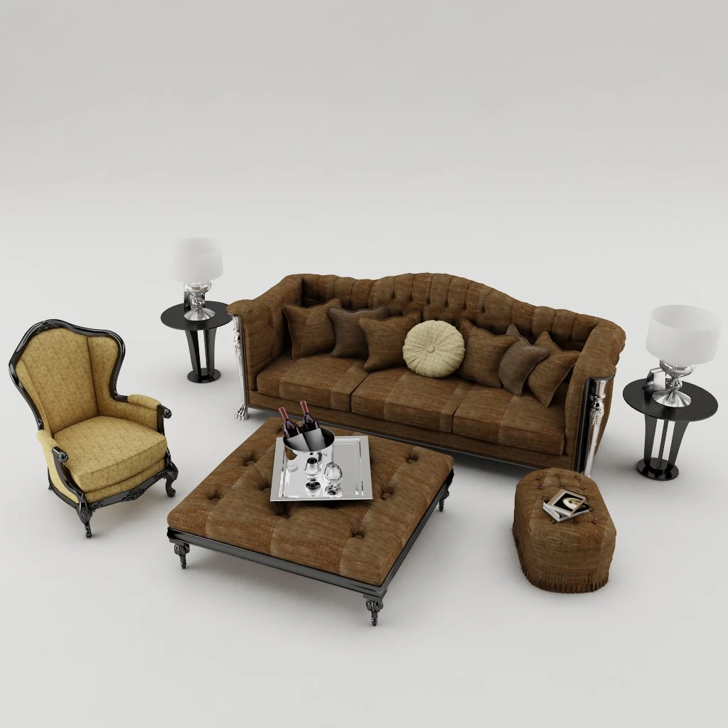 sofa set 002 3D Model .c4d .max .obj .3ds .fbx .stl .blend 