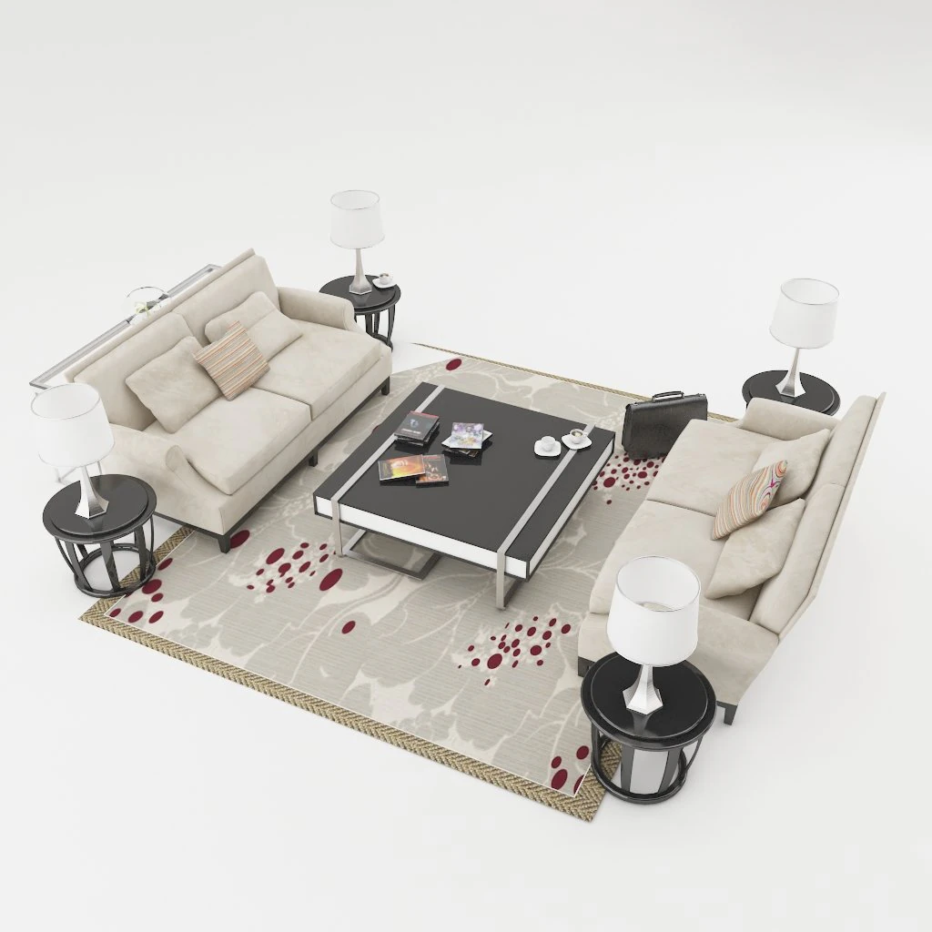 sofa set 003 3D Model .c4d .max .obj .3ds .fbx .stl .blend