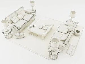 sofa set 003 3D Model
