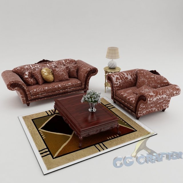 sofa set 004 Model 3D .c4d .max .obj .3ds .fbx .stl .blend 