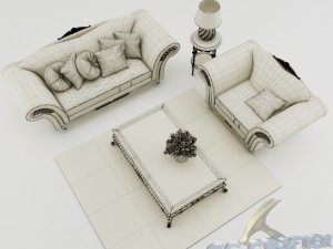 sofa set 004 Model 3D