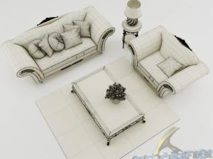 sofa set 004 3D Model