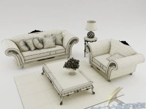 sofa set 004 3D Model