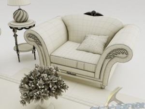 sofa set 004 Model 3D