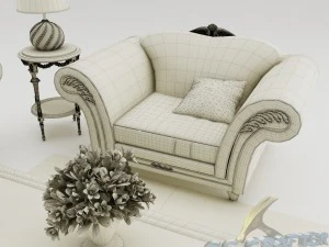sofa set 004 3D Model
