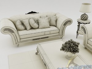 sofa set 004 Model 3D