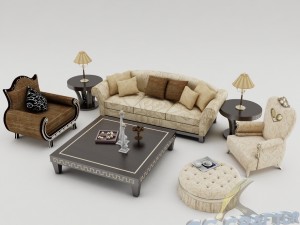 sofa set 005 Modelo 3D
