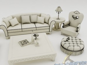 sofa set 005 Modelo 3D