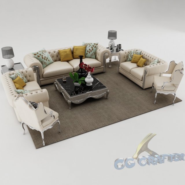 sofa set 006 3D मॉडल .c4d .max .obj .3ds .fbx .stl .blend 