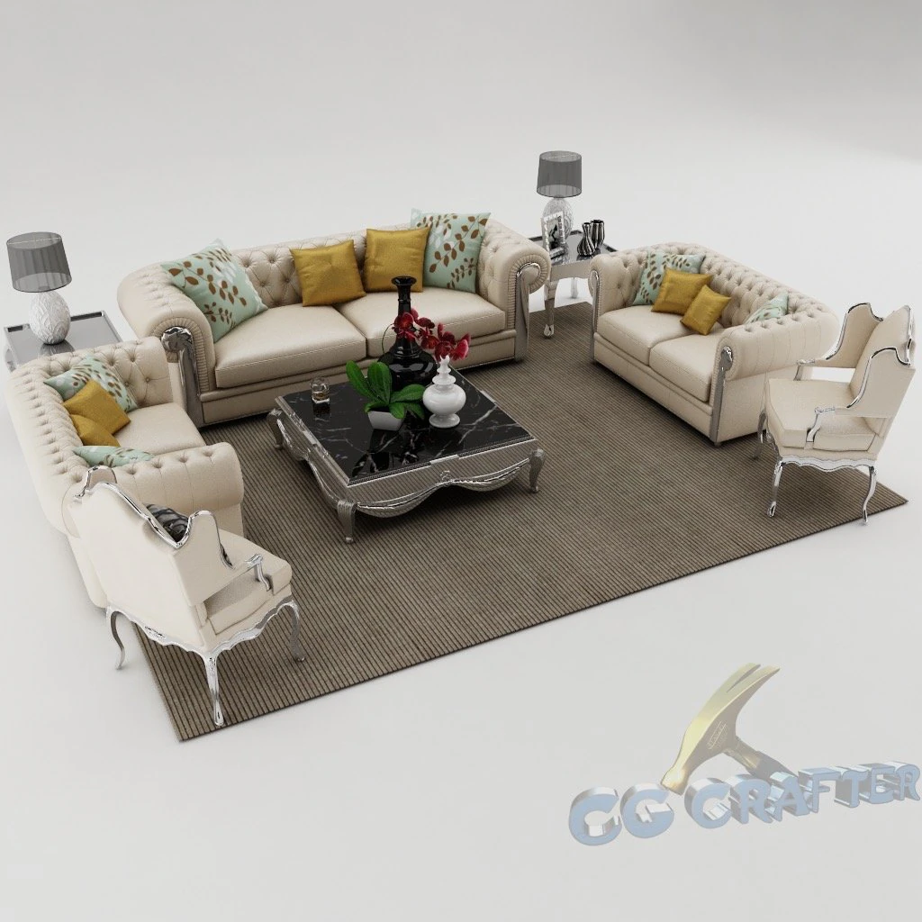 sofa set 006 3D Model .c4d .max .obj .3ds .fbx .stl .blend 