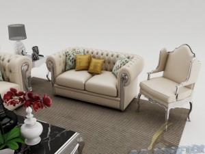 sofa set 006 3D मॉडल