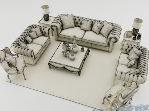 sofa set 006 3D मॉडल