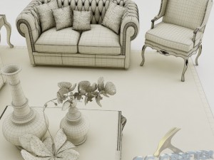 sofa set 006 3D मॉडल