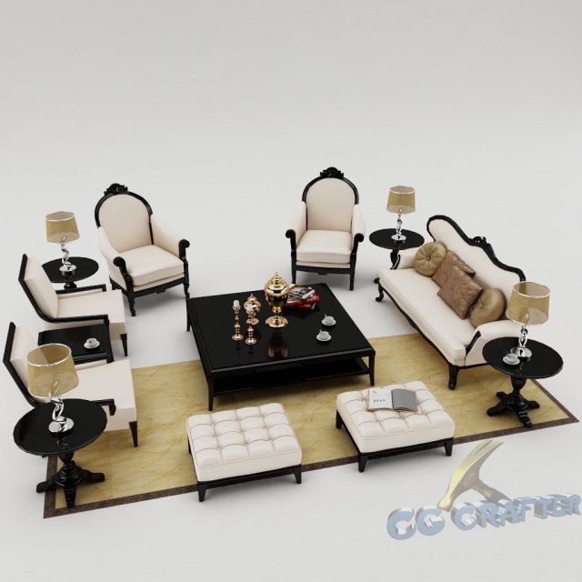 sofa set 009 3D Model .c4d .max .obj .3ds .fbx .stl .blend 
