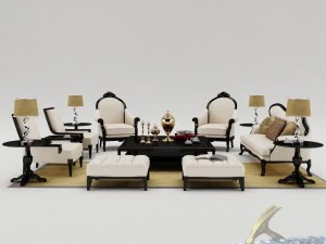 sofa set 009 3D Model