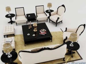 sofa set 009 3D Model