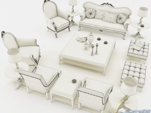 sofa set 009 3D Model