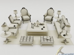 sofa set 009 3D Model