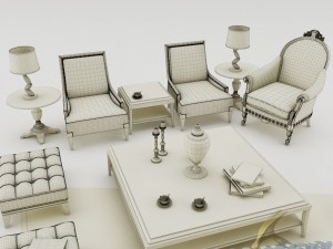 sofa set 009 3D Model