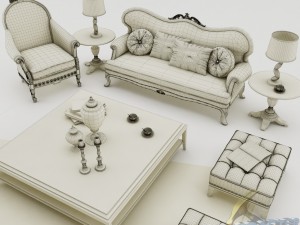 sofa set 009 3D Model