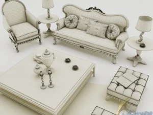 sofa set 009 3D Model