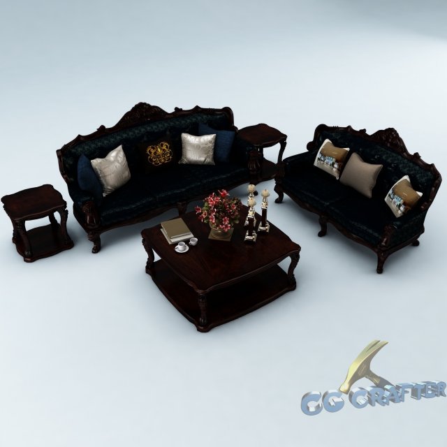 sofa set 010 3D 模型 .c4d .max .obj .3ds .fbx .stl .blend 