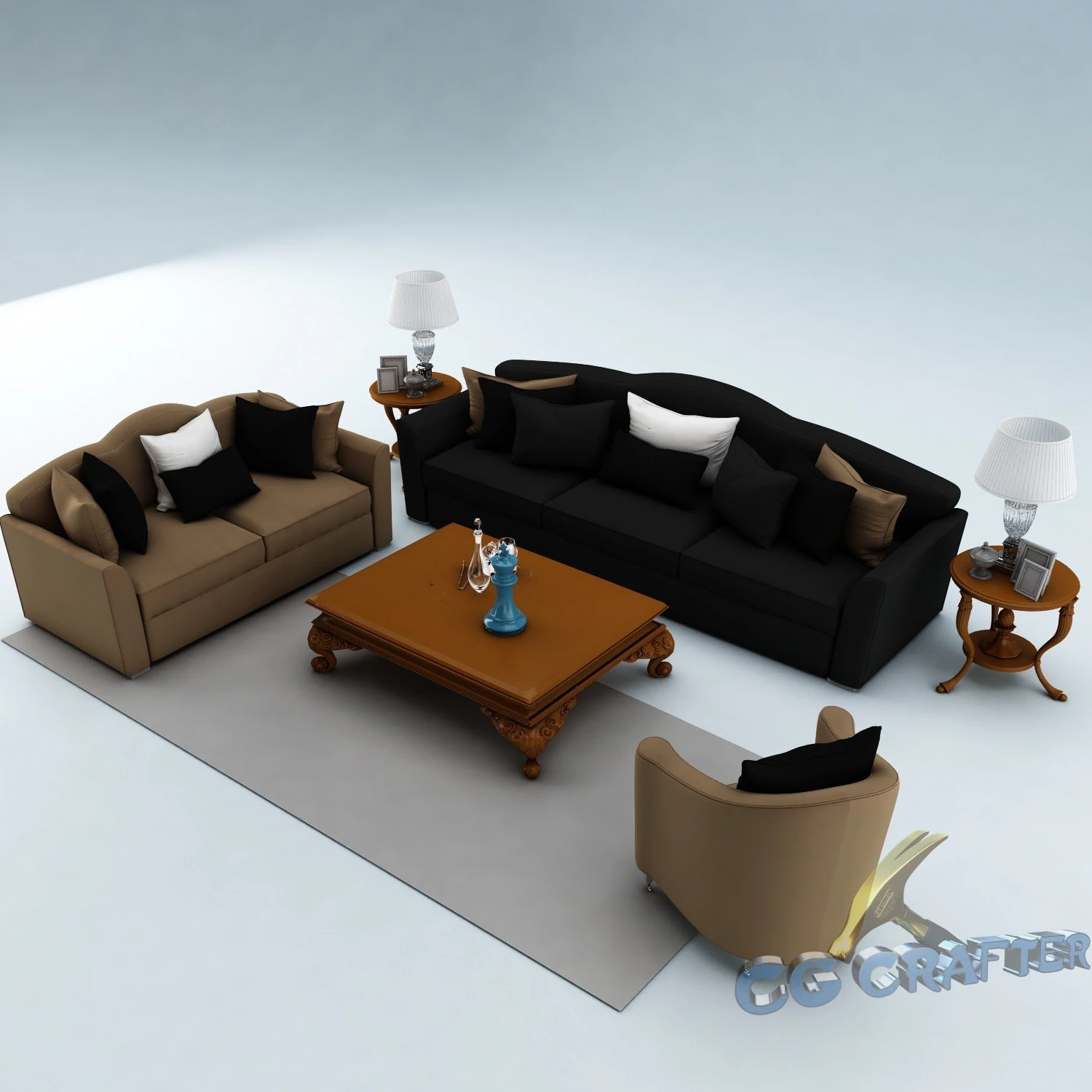 sofa set 011 3D Model .c4d .max .obj .3ds .fbx .stl .blend