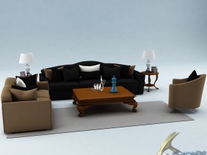 sofa set 011 Model 3D