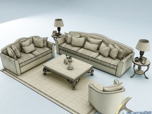 sofa set 011 Model 3D