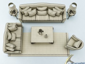 sofa set 011 Model 3D
