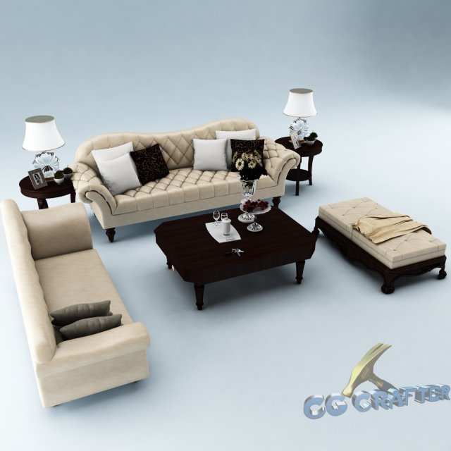 sofa set 012 Modelo 3D .c4d .max .obj .3ds .fbx .stl .blend 