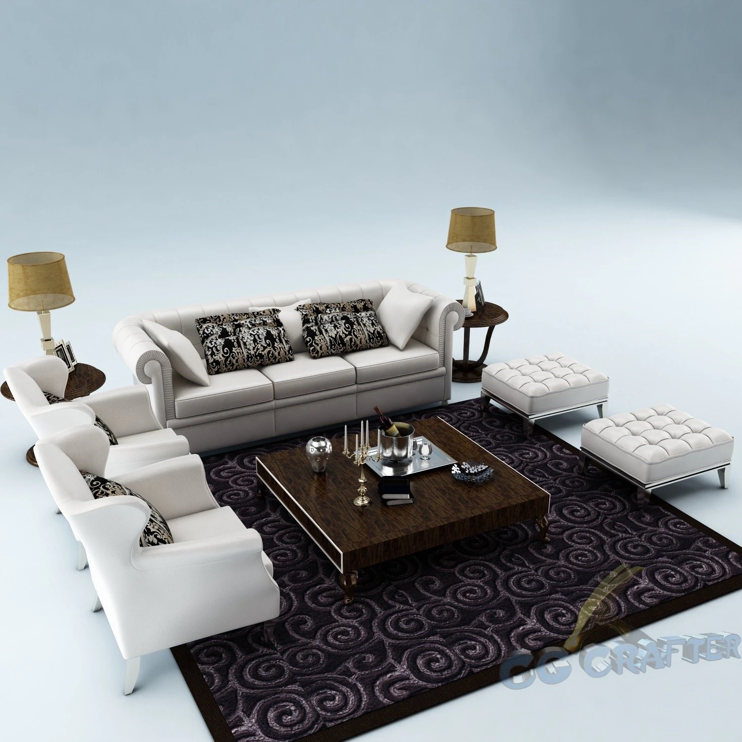 sofa set 013 3D Model .c4d .max .obj .3ds .fbx .stl .blend 