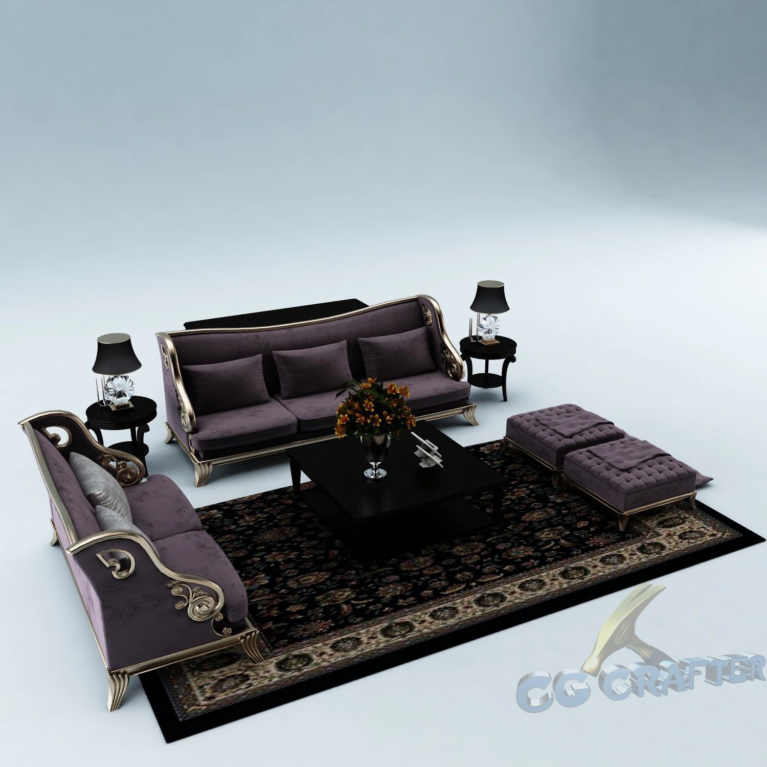 sofa set 014 3D Model .c4d .max .obj .3ds .fbx .stl .blend